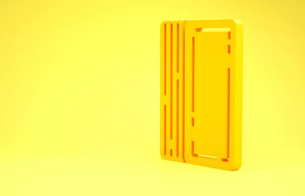 Żółty pokład ikony kart na żółtym tle. Hazard w kasynie. Koncepcja minimalizmu. Ilustracja 3d — Zdjęcie stockowe