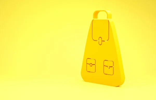 Icono de la mochila Yellow School aislado sobre fondo amarillo. Concepto minimalista. 3D ilustración 3D render — Foto de Stock