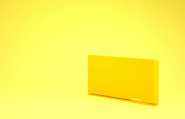 Ícone Chalkboard amarelo isolado no fundo amarelo. Assinatura do quadro-negro. Conceito de minimalismo. 3D ilustração 3D render — Fotografia de Stock