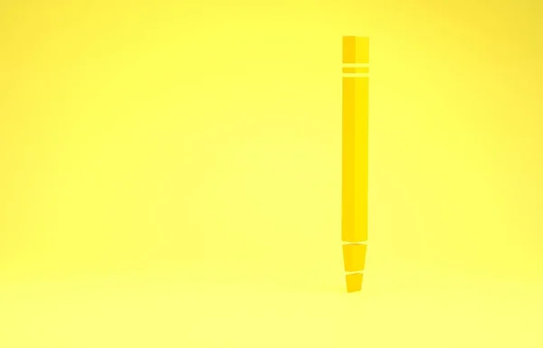 Lápiz amarillo con borrador e icono de línea aislado sobre fondo amarillo. Dibujo y herramientas educativas. Símbolo escolar. Concepto minimalista. 3D ilustración 3D render —  Fotos de Stock