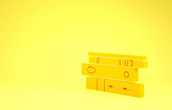 Carpetas de oficina amarillas con el icono de papeles y documentos aislados sobre fondo amarillo. Aglutinantes de oficina. Carpeta de archivos signo. Concepto minimalista. 3D ilustración 3D render — Foto de Stock
