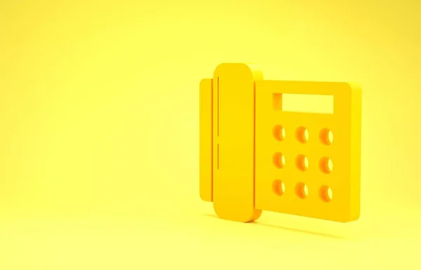 Icono de Teléfono Amarillo aislado sobre fondo amarillo. Teléfono fijo. Concepto minimalista. 3D ilustración 3D render — Foto de Stock