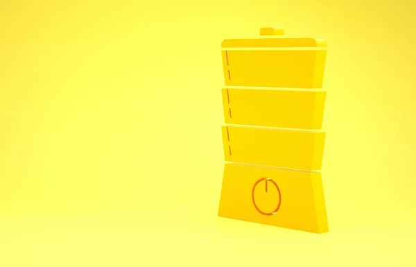 Ícone de caldeira dupla amarela isolado no fundo amarelo. Conceito de minimalismo. 3D ilustração 3D render — Fotografia de Stock