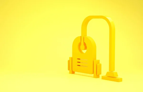 Ícone de aspirador amarelo isolado no fundo amarelo. Conceito de minimalismo. 3D ilustração 3D render — Fotografia de Stock