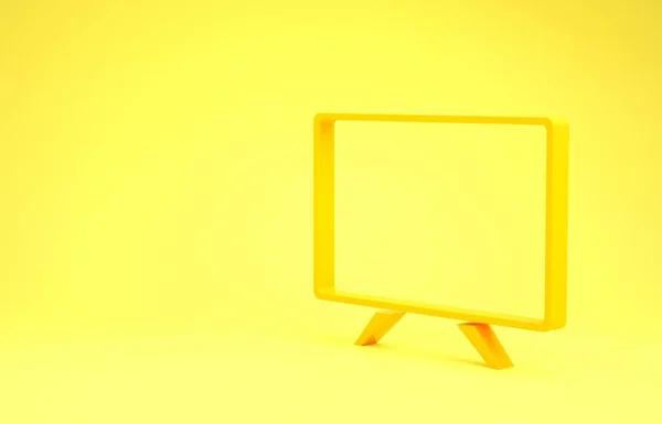 Yellow Smart Tv icon isolated on yellow background. Television sign. Minimalism concept. 3d illustration 3D render — Stockfoto