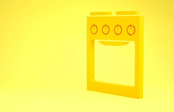 Желтая печь значок изолирован на желтом фоне. Знак печи газа плиты. Концепция минимализма. 3D-рендеринг — стоковое фото