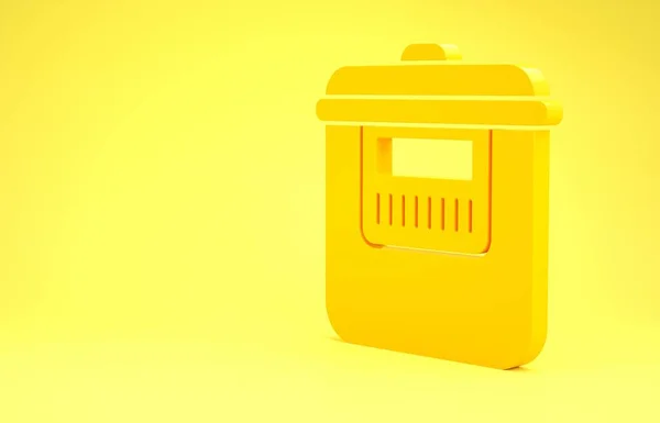 Yellow Slow cooker icon isolated on yellow background. Electric pan. Minimalism concept. 3d illustration 3D render — Stok fotoğraf