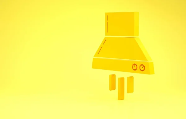 Icono del ventilador extractor de cocina amarillo aislado sobre fondo amarillo. Capota para cocinar. Escape de la cocina. Aparato doméstico. Concepto minimalista. 3D ilustración 3D render — Foto de Stock