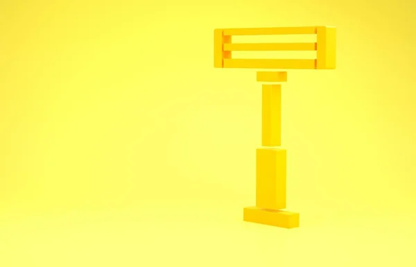 Icono del calentador eléctrico amarillo aislado sobre fondo amarillo. Calefacción por suelo radiante infrarrojo con mando a distancia. Control de clima de la casa. Concepto minimalista. 3D ilustración 3D render — Foto de Stock