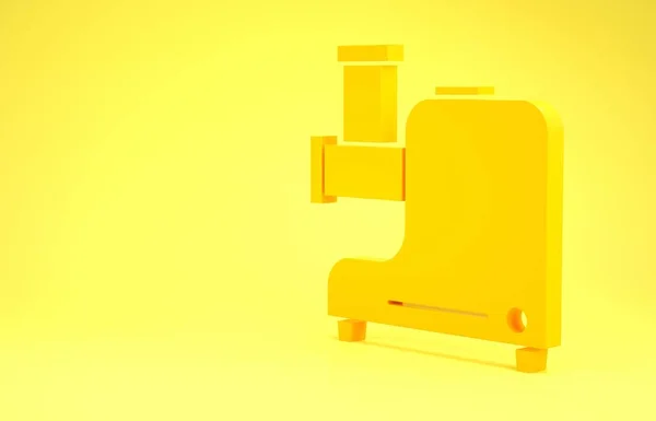 Žlutá Kuchyně mlýnek na maso ikona izolované na žlutém pozadí. Minimalismus. 3D ilustrace 3D vykreslení — Stock fotografie