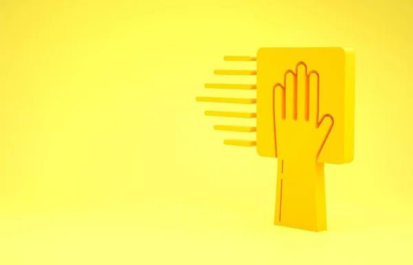 Ícone de serviço de limpeza amarelo isolado no fundo amarelo. Conceito de minimalismo. 3D ilustração 3D render — Fotografia de Stock
