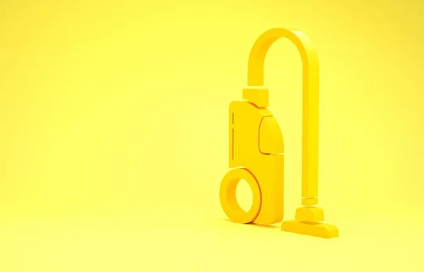 Ícone de aspirador amarelo isolado no fundo amarelo. Conceito de minimalismo. 3D ilustração 3D render — Fotografia de Stock
