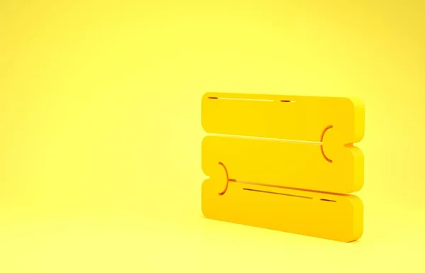 Icono de pila de toallas amarillas aislado sobre fondo amarillo. Concepto minimalista. 3D ilustración 3D render — Foto de Stock