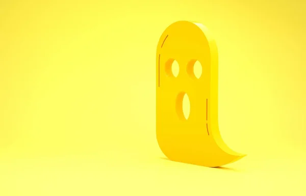 Icône fantôme jaune isolée sur fond jaune. Bonne fête d'Halloween. Concept de minimalisme. Illustration 3D rendu 3D — Photo