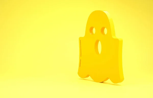Icona Yellow Ghost isolata su sfondo giallo. Buona festa di Halloween. Concetto minimalista. Illustrazione 3d rendering 3D — Foto Stock