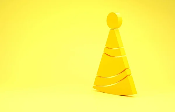Ikon topi Partai Kuning terisolasi pada latar belakang kuning. Topi ulang tahun. Konsep minimalisme. Tampilan 3D ilustrasi 3d — Stok Foto