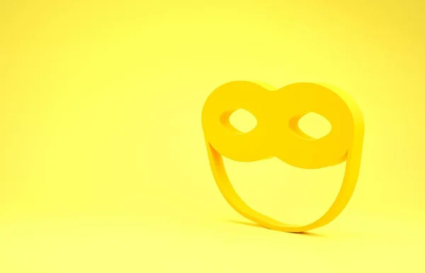 Icona maschera festiva gialla isolata su sfondo giallo. Concetto minimalista. Illustrazione 3d rendering 3D — Foto Stock
