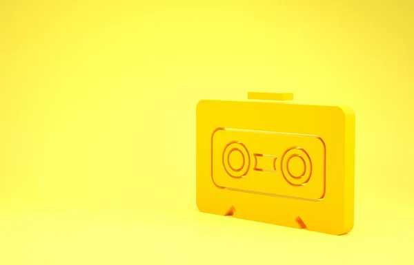 Sarı Retro ses kaset ikonu sarı arkaplanda izole edildi. Minimalizm kavramı. 3d illüstrasyon 3d canlandırma — Stok fotoğraf
