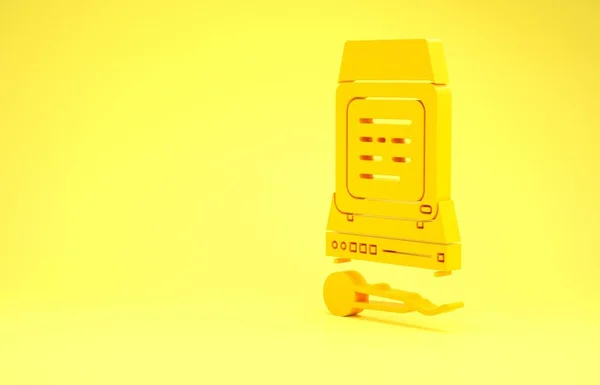 Gelbes Karaoke-Symbol isoliert auf gelbem Hintergrund. Mikrofon und Monitor. Minimalismus-Konzept. 3D Illustration 3D Renderer — Stockfoto