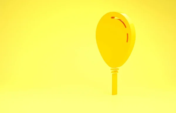 Yellow Balloon with ribbon icon isolated on yellow background. Minimalism concept. 3d illustration 3D render — 스톡 사진