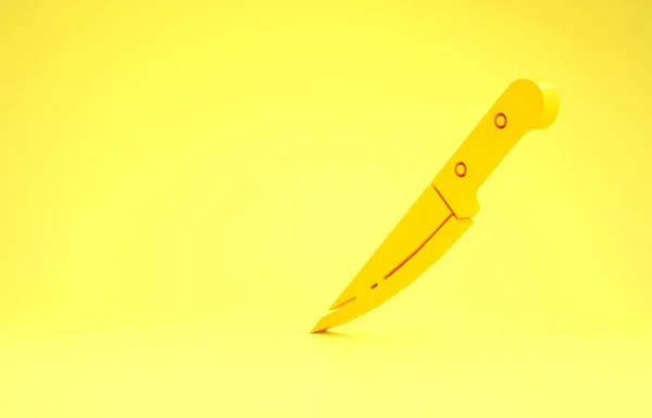 Icono del cuchillo amarillo aislado sobre fondo amarillo. Símbolo de cubertería. Concepto minimalista. 3D ilustración 3D render —  Fotos de Stock