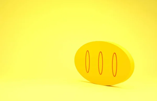 Sarı arkaplanda izole edilmiş sarı ekmek simgesi. Minimalizm kavramı. 3d illüstrasyon 3B canlandırma — Stok fotoğraf