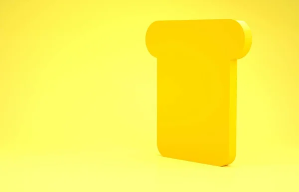 Pan tostado amarillo para trozo de bocadillo de croutón asado icono aislado sobre fondo amarillo. Almuerzo, cena, desayuno. Concepto minimalista. 3D ilustración 3D render —  Fotos de Stock