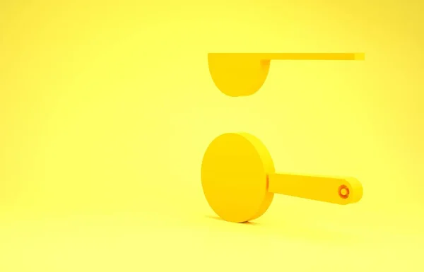 Sarı arka planda izole edilmiş sarı kaşık simgesi. Minimalizm kavramı. 3d illüstrasyon 3d canlandırma — Stok fotoğraf
