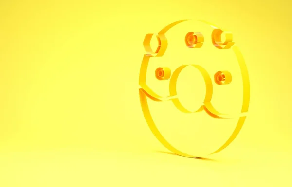 Donut amarelo com ícone de esmalte doce isolado no fundo amarelo. Conceito de minimalismo. 3D ilustração 3D render — Fotografia de Stock