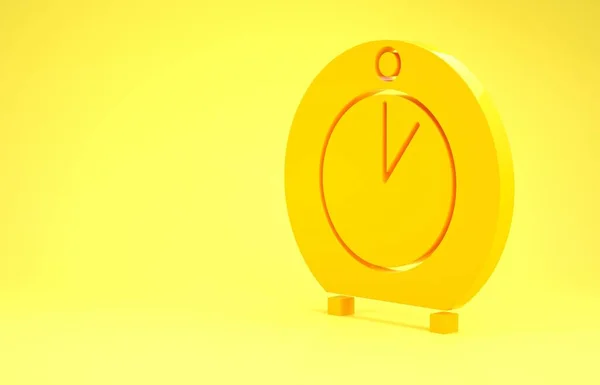 Yellow Kitchen timer icon isolated on yellow background. Cooking utensil. Minimalism concept. 3d illustration 3D render — Stock Photo, Image