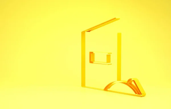 Icône du pack Farine jaune isolée sur fond jaune. Concept de minimalisme. Illustration 3D rendu 3D — Photo