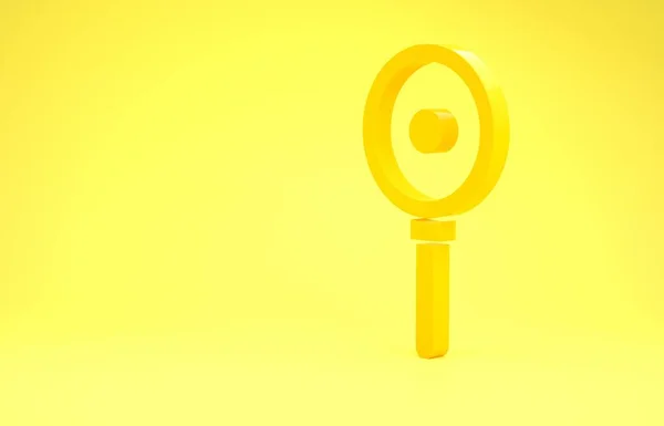 Ikona Žluté pánve izolovaná na žlutém pozadí. Smažené nebo pečené jídlo symbol. Minimalismus. 3D ilustrace 3D vykreslení — Stock fotografie