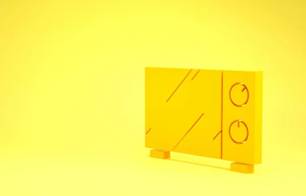 Icône four micro-ondes jaune isolé sur fond jaune. Icône des appareils ménagers. Concept de minimalisme. Illustration 3D rendu 3D — Photo