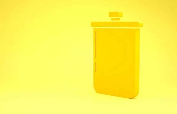 Icona pentola di cottura gialla isolata su sfondo giallo. Bollire o stufato cibo simbolo. Concetto minimalista. Illustrazione 3d rendering 3D — Foto Stock