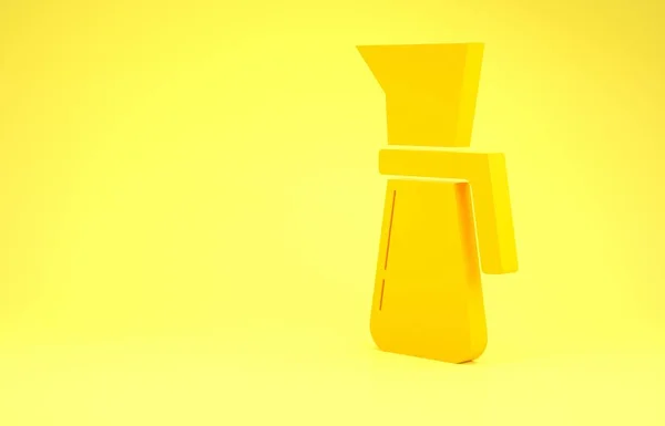 Taza de medición amarilla para medir el icono de la comida seca y líquida aislada sobre fondo amarillo. vaso de precipitados de plástico con mango. Concepto minimalista. 3D ilustración 3D render —  Fotos de Stock