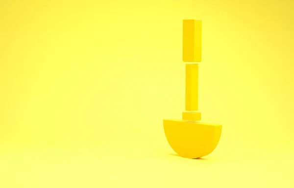 Yellow Kitchen ladle icon isolated on yellow background. Cooking utensil. Cutlery spoon sign. Minimalism concept. 3d illustration 3D render — Stock Photo, Image