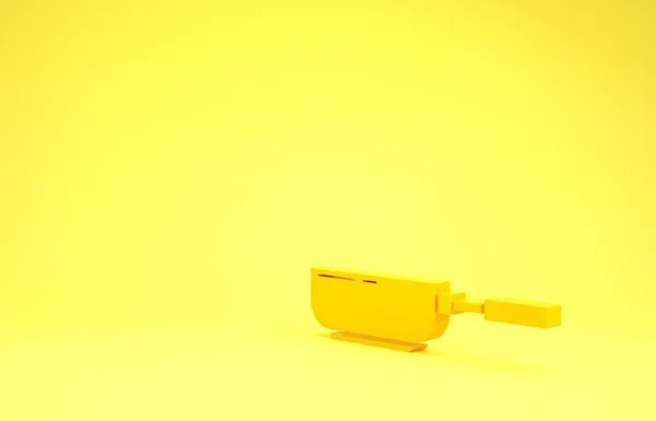 Ícone de frigideira amarelo isolado no fundo amarelo. Símbolo de fritar ou assar alimentos. Conceito de minimalismo. 3D ilustração 3D render — Fotografia de Stock