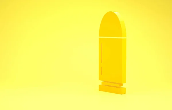 Icono de bala amarilla aislado sobre fondo amarillo. Concepto minimalista. 3D ilustración 3D render — Foto de Stock