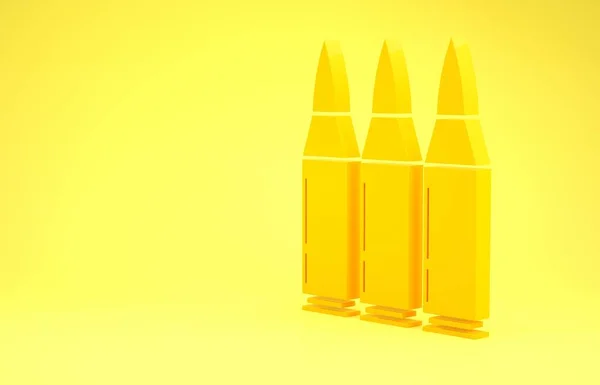 Yellow Bullet icon isolated on yellow background. Minimalism concept. 3d illustration 3D render — Stock Photo, Image