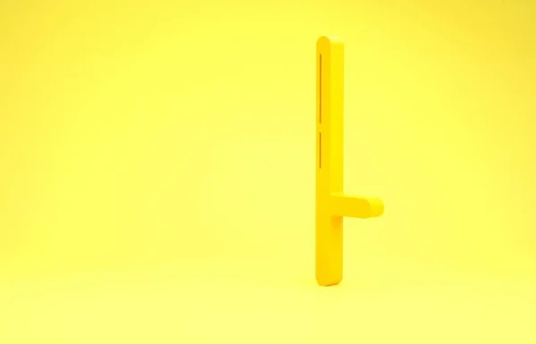 Icône bâton en caoutchouc jaune de la police isolé sur fond jaune. Une matraque en caoutchouc. Police Bat. Équipement de police. Concept de minimalisme. Illustration 3D rendu 3D — Photo