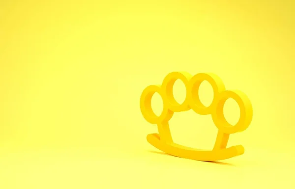 Ícone de juntas de bronze amarelo isolado no fundo amarelo. Conceito de minimalismo. 3D ilustração 3D render — Fotografia de Stock