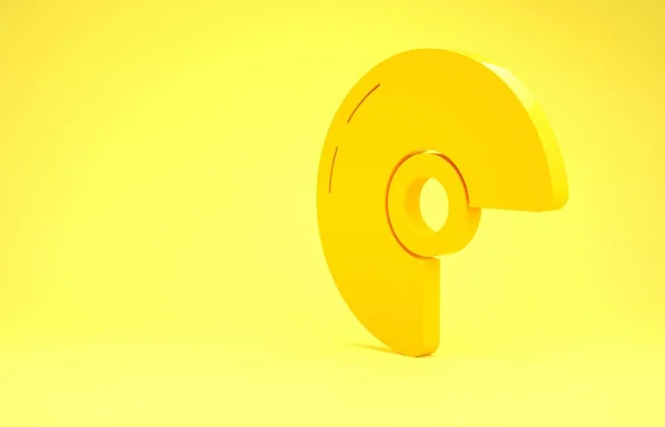 Żółta ikona hełmu wojskowego odizolowana na żółtym tle. Armia kapelusz symbol obrony i ochrony. Kapelusz ochronny. Koncepcja minimalizmu. Ilustracja 3D 3D renderowania — Zdjęcie stockowe
