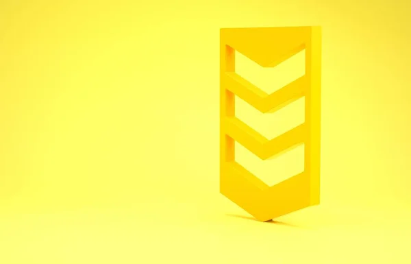 Yellow Military rank icon isolated on yellow background. Military badge sign. Minimalism concept. 3d illustration 3D render