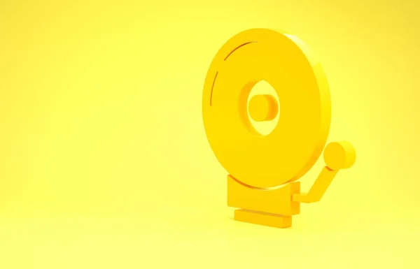 Sonnerie jaune icône de cloche d'alarme isolé sur fond jaune. Symbole d'alarme, cloche de service, panneau de cloche, symbole de notification. Concept de minimalisme. Illustration 3D rendu 3D — Photo