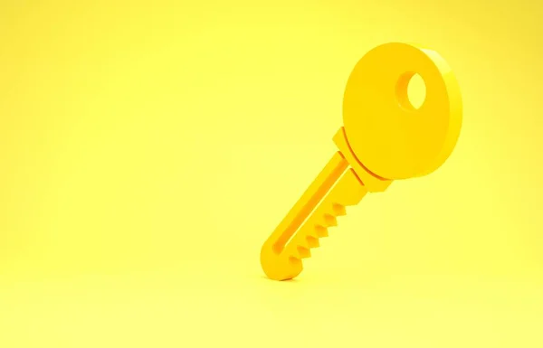 Icono Llave Amarilla aislado sobre fondo amarillo. Concepto minimalista. 3D ilustración 3D render — Foto de Stock