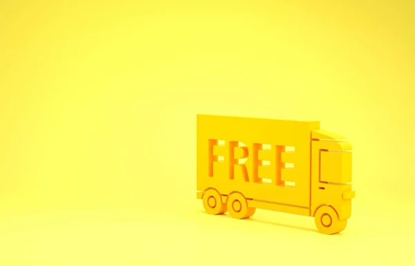 Gelbes Symbol des kostenlosen Lieferdienstes isoliert auf gelbem Hintergrund. versandkostenfrei. 24 Stunden und schnelle Lieferung. Minimalismus-Konzept. 3D Illustration 3D Renderer — Stockfoto