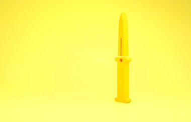 Sarı Bıçak simgesi sarı arkaplanda izole edildi. Ordu bıçağı. Minimalizm kavramı. 3d illüstrasyon 3B canlandırma