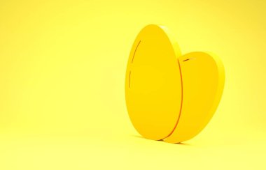 Yellow Chicken egg icon isolated on yellow background. Minimalism concept. 3d illustration 3D render