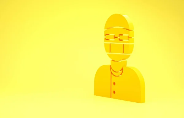 Żółta ikona asystenta odizolowana na żółtym tle. Koncepcja minimalizmu. Ilustracja 3d — Zdjęcie stockowe