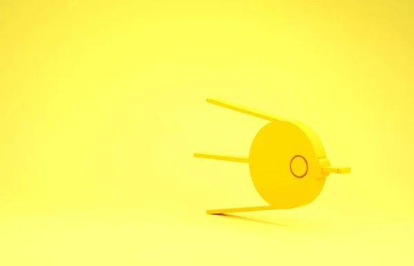 Gele satelliet icoon geïsoleerd op gele achtergrond. Minimalisme concept. 3d illustratie 3d renderen — Stockfoto